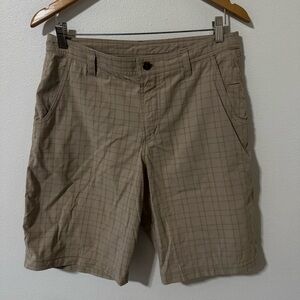 Lululemon Checkered Golf Shorts Khaki Tan Long Athleisure Preppy-34